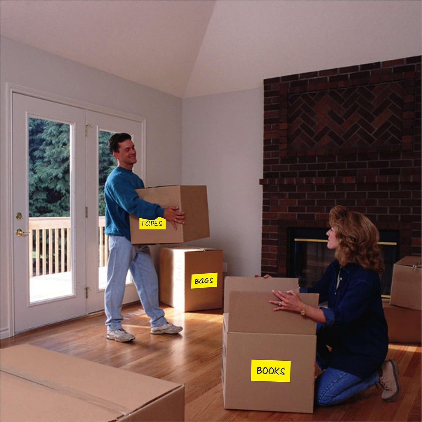 PARLAIM 3 X 5 Inch 250 Per Roll Rectangle Inventory Color Coding Labels,Roll Square Label Stickers for Home (Fluorescent Yellow)