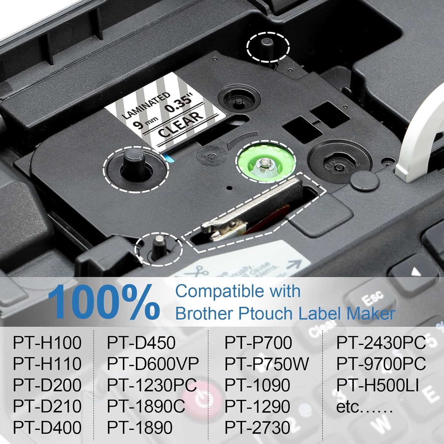 Labelife 9mm Label Maker Tape Clear TZe-121 Compatible with Brother TZe TZ Tape 9mm 0.35 Laminated Clear Ptouch TZe121 TZ-121 for Brother P Touch PTD210 PTD220 PTD400 PTD600 PTH110,4-Pack, 3/8''
