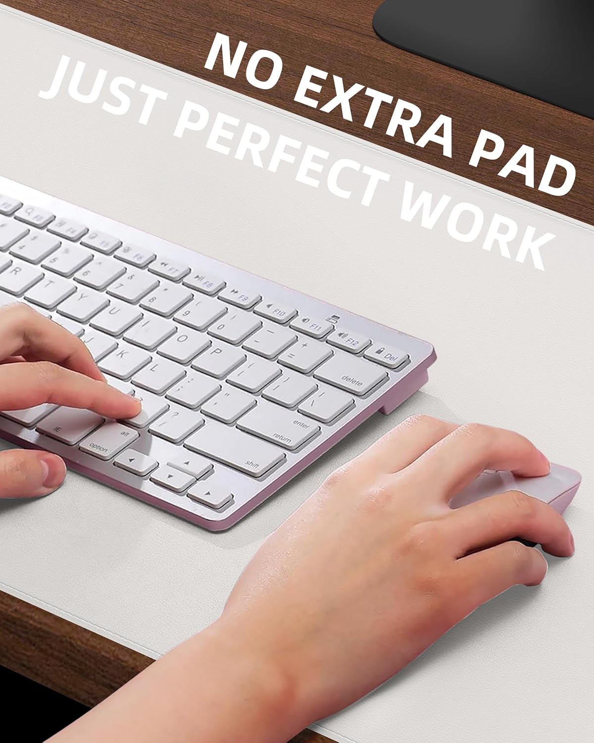 Extra Large Desk Pad Mat - Waterproof Mouse Pad & Desk Protector, Non-Slip XXL PU Leather Gaming Mat for Keyboard/Mouse, Stitched Edge with Ergonomic Support, 47.2"x23.6" (White)