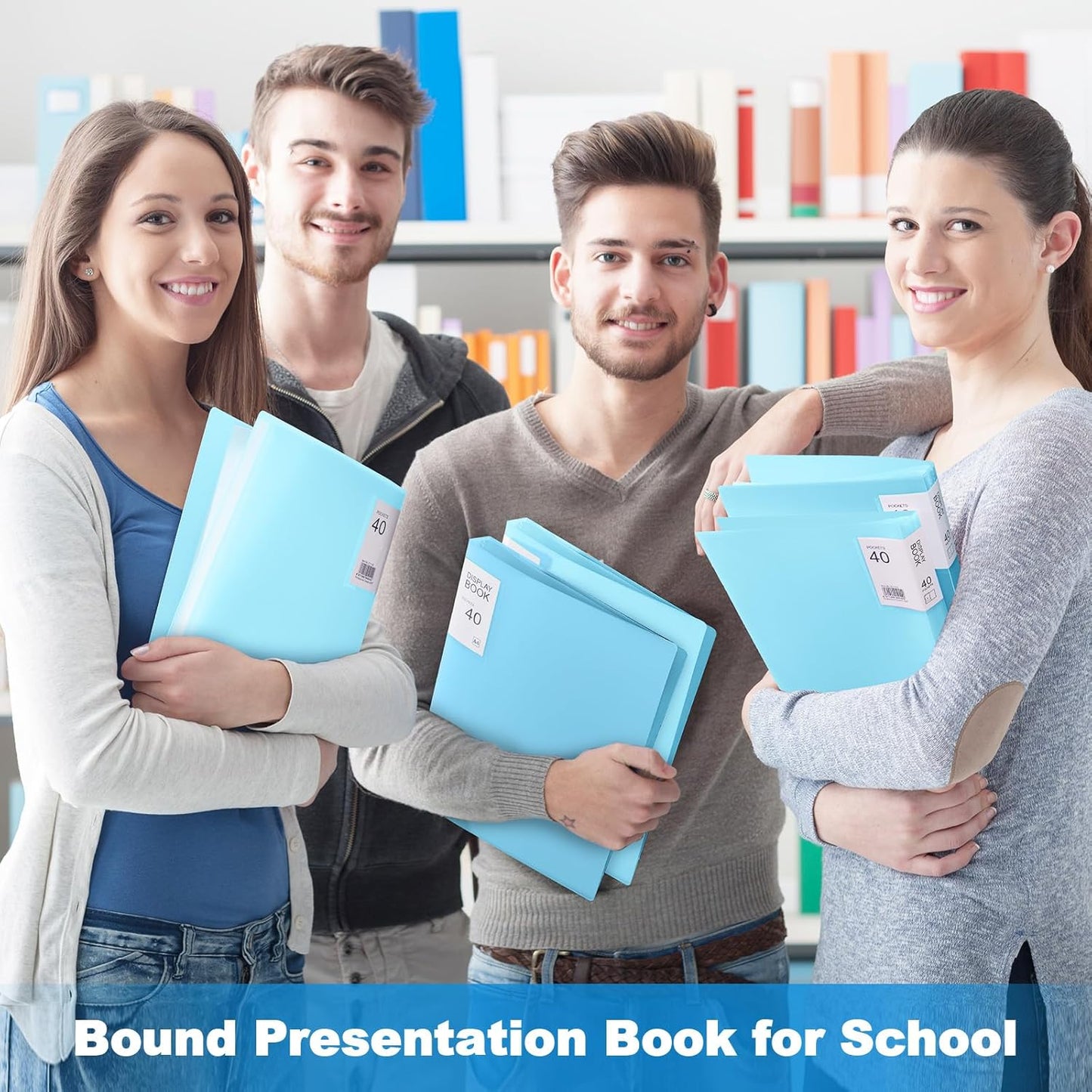 Marspark 6 Pcs Binder with Plastic Sleeves Large 8.5" x 11" Display Presentation Book 40 Pocket 80 Pages Art Portfolio Folder Clear Sheet Protector for Photo Document (Blue)