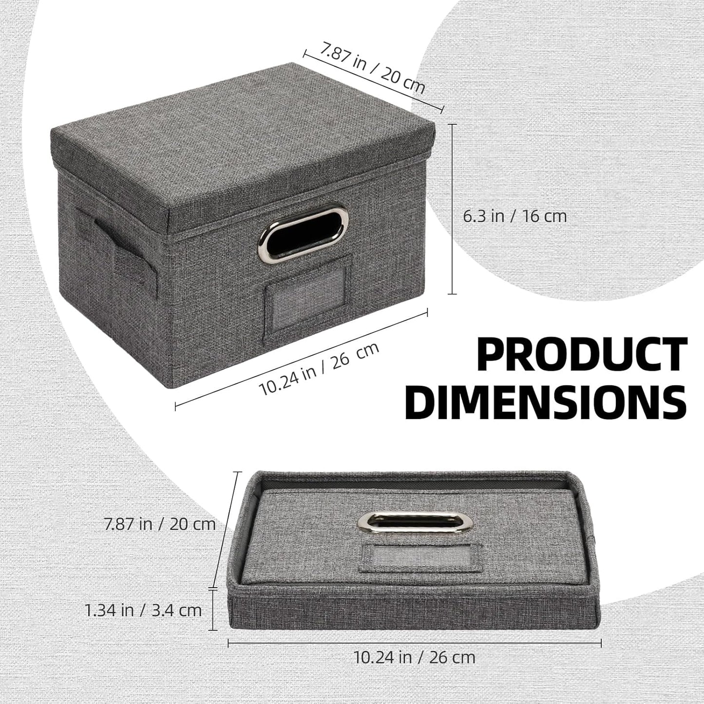 Greeting Card Storage Box, Linen Storage Box with 16 Adjustable Dividers, 84 Labels, 1 Marker Pen, Perfect for Organizing Greeting Cards, Envelopes, Photos 1 Pack Grey