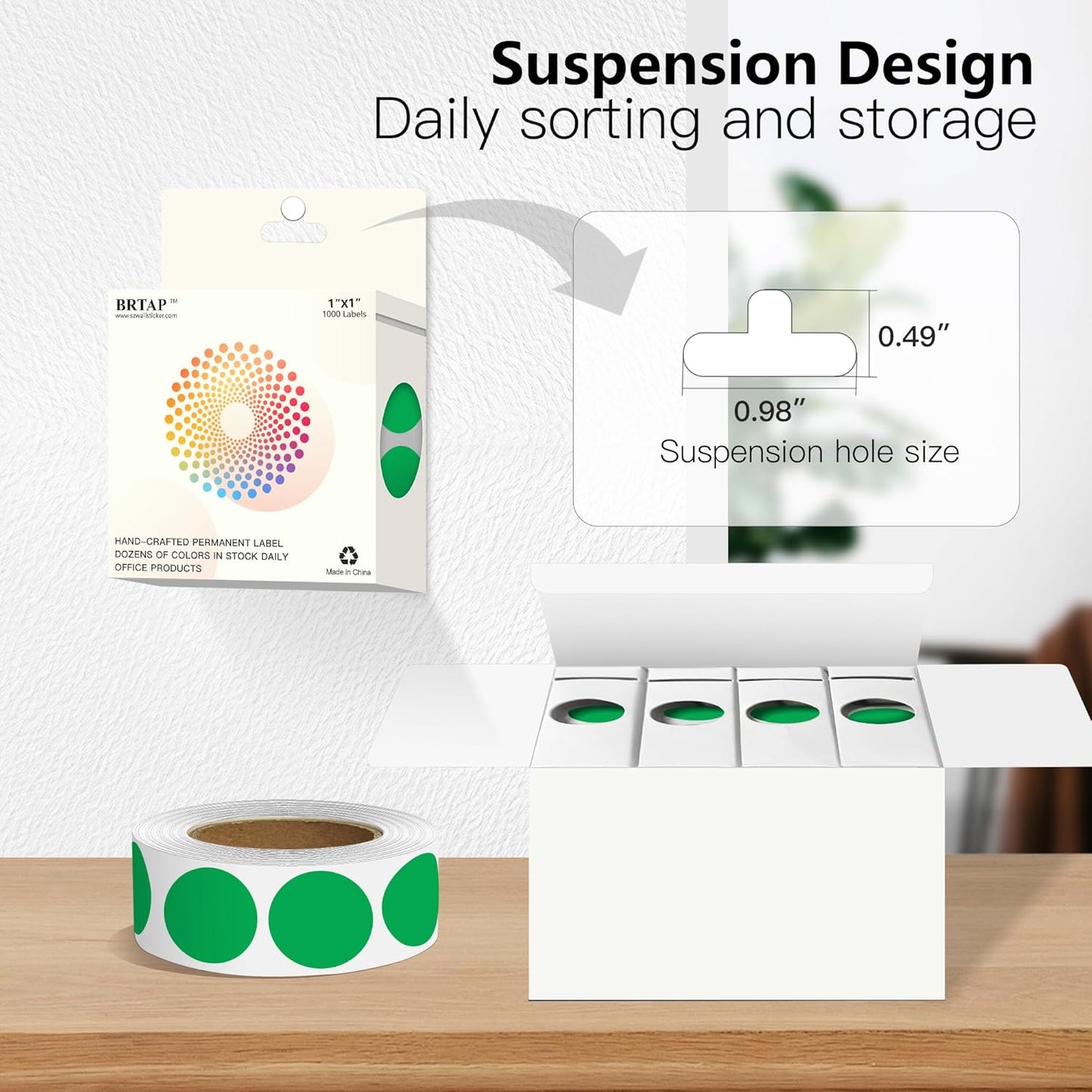 Green 1 Inch Round Color Coding Labels with 4000 Dots, 4 Rolls - Bright Color Dot Stickers for File Folders, Inventory System - Highly Visible