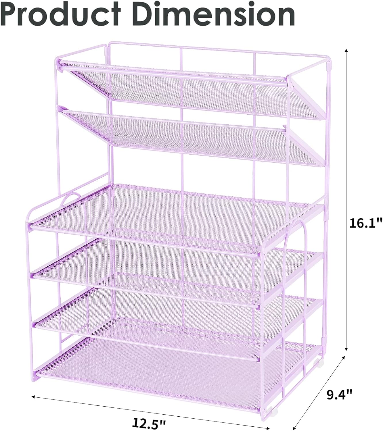 6-Tier Letter Tray Paper Organizer, Desk Organizers and Accessories, Desktop File Organizer, Office Desk Accessories for Office Supplies(Purple)