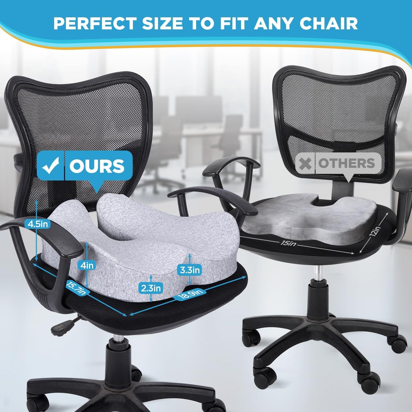 BEAUTRIP Seat Cushion Charcoal Memory Foam Cushion for Office Desk Chair, Car Driving Seat - Sciatica, Tailbone & Back Pain Relief Donut Butt Pillow - Seat Pad for Elderly, Drivers, Office Workers