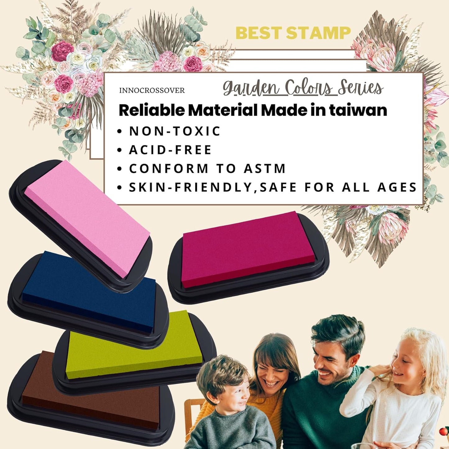 Washable Ink Pad, Best Stamp Pads for Kids, Kids Crafts, Paw Print Kit, Baby Footprint Kit, Stamp Pads on Scrapbooking, Fingerprint Ink Pad, Easy to Wash Off Skin| Large | Safe Non-Toxic(Beet Red)