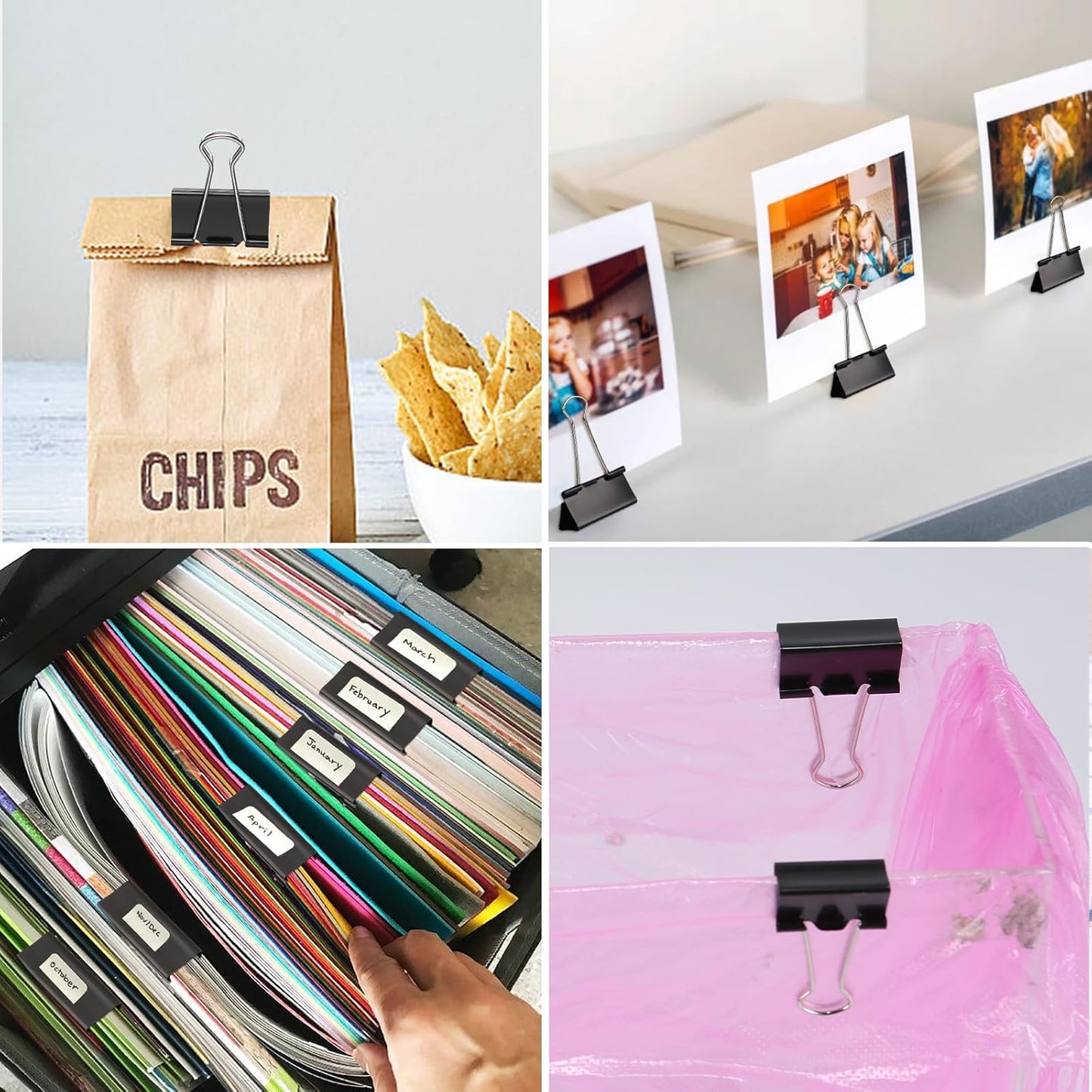 Ufmarine Large Binder Clips, 1.6 Inch Length, (24 Pcs) Big Binder Clips Paper Clamps for Office