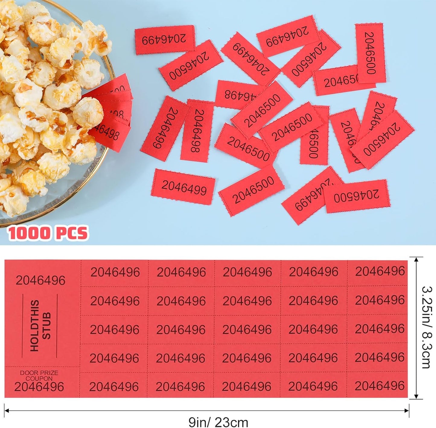 Kosiz 1000 Sheets 25 Bid Raffle Ticket Sheets Chinese Auction Tickets Numbers for Basket Events and Silent Auctions (Red)