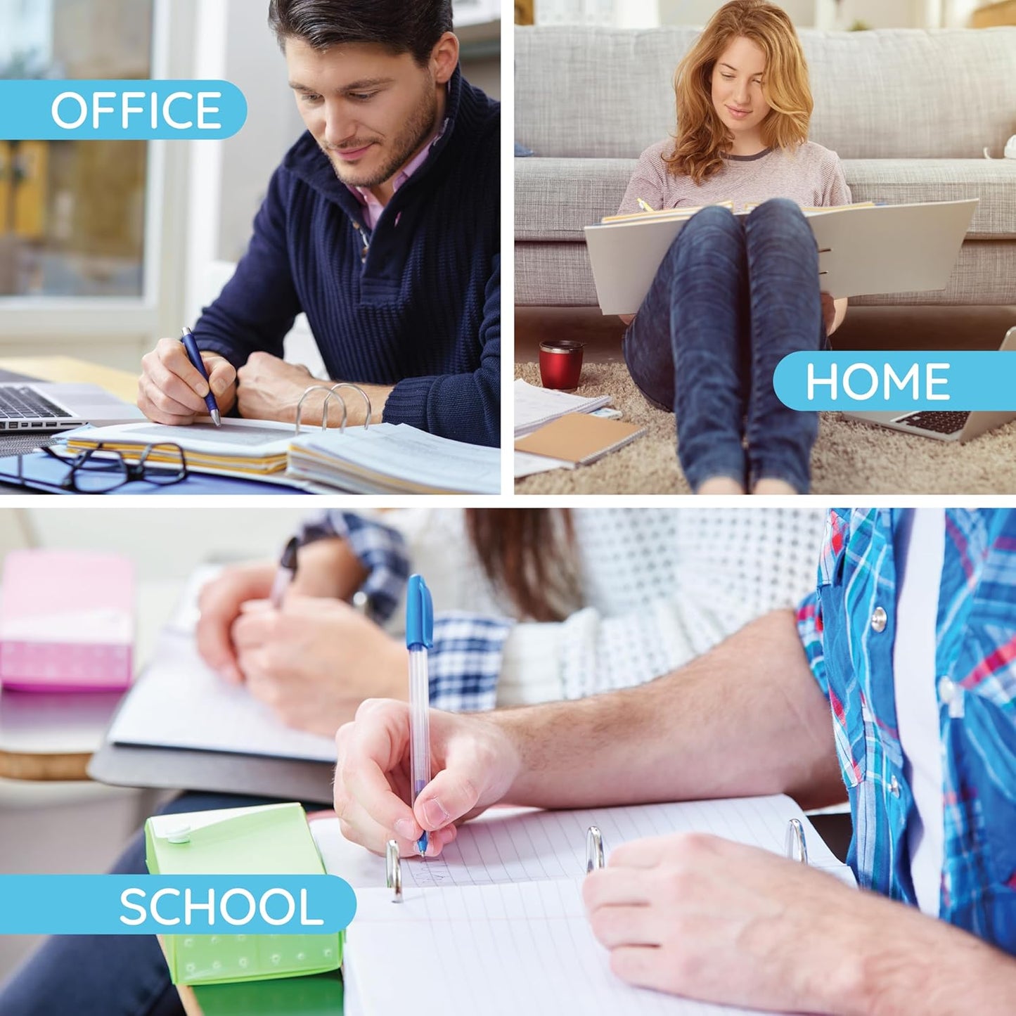 Blue Summit 3 Ring Binder Dividers with Tabs, Reinforced Edge, 1/5 Cut, Letter Size, 5 Tab Dividers for 3 Ring Binder Bulk, White, 20 Sets, 100 Pack