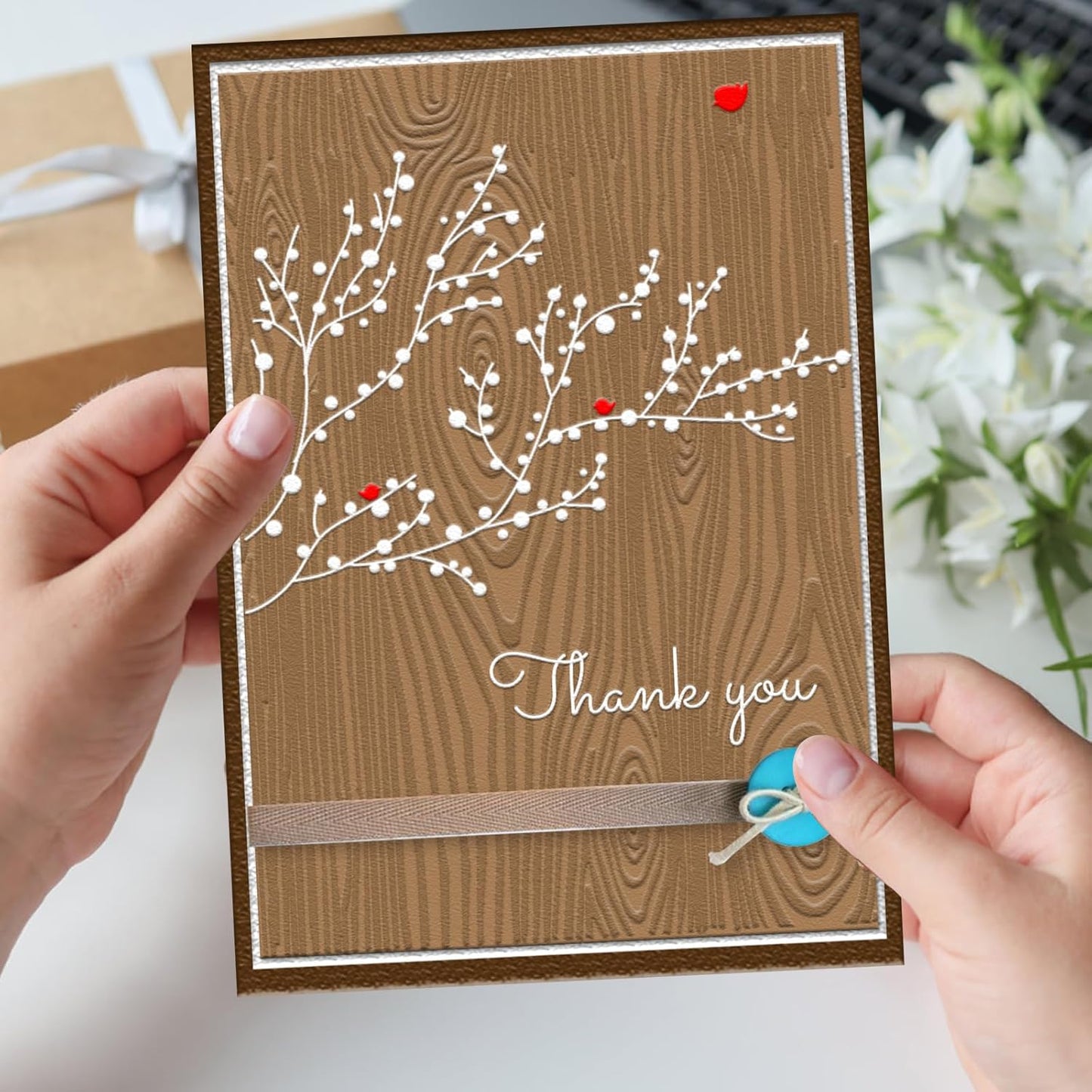 ALIBBON Wood Grain Background Plastic Embossing Folders for Card Making, Wooden Stripes Background Embossing Folders for DIY Scrapbooking, Tree Bark Folders for Paper Craft Photo Album Decorations