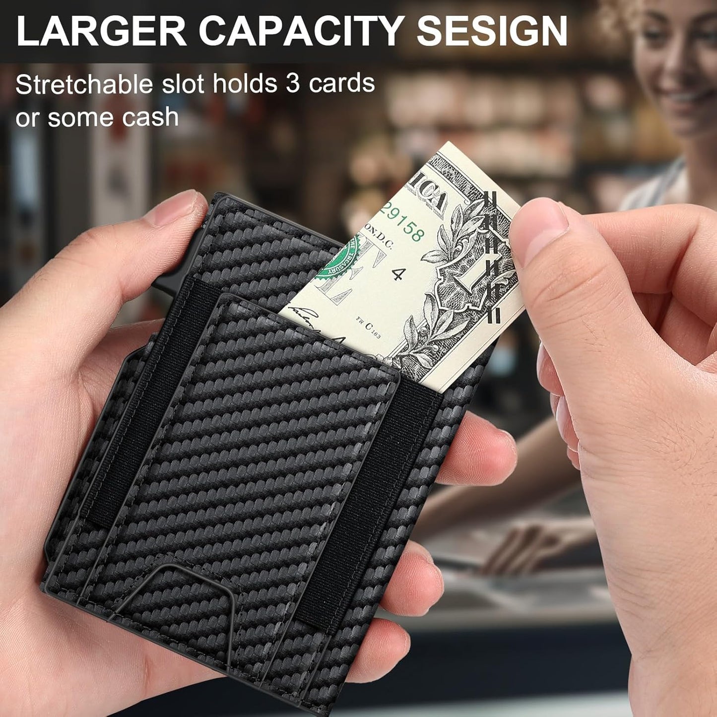 Wallet for Men Wallet with Slim Pop Up Card Holder 9-13 Cards, Bifold Minimalist Smart Wallet RFID Blocking Credit Card Holder with ID Window & Stretchable Cash Slot Compact Metal Aluminum Card Case