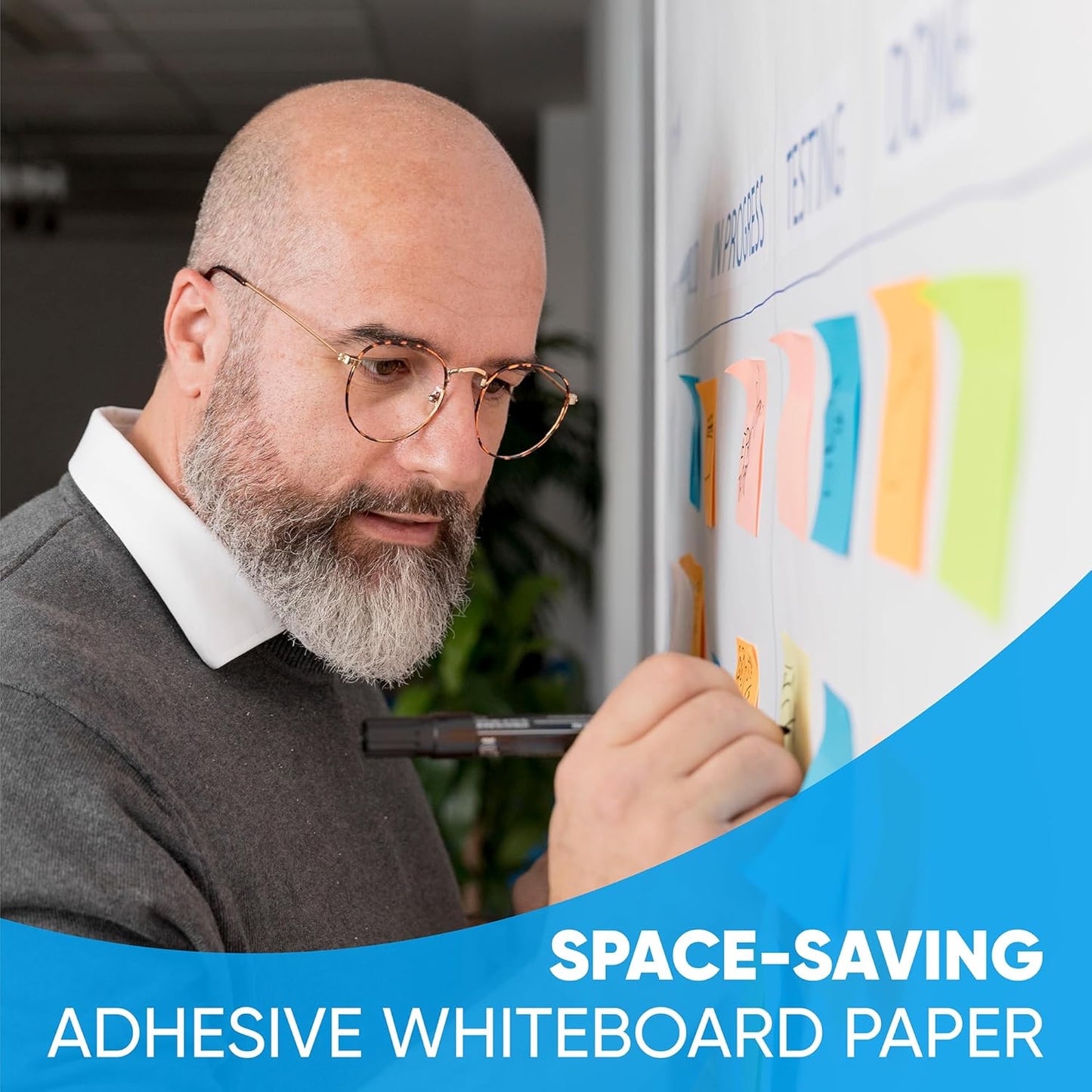 YOUNGJQ Magnetic Whiteboard for Wall 60" x 36”, Self-Adhesive Magnetic Dry Erase White Board Sticker, Peel and Stick Wallpaper, Easy to Write and Clean for Office Home Playroom