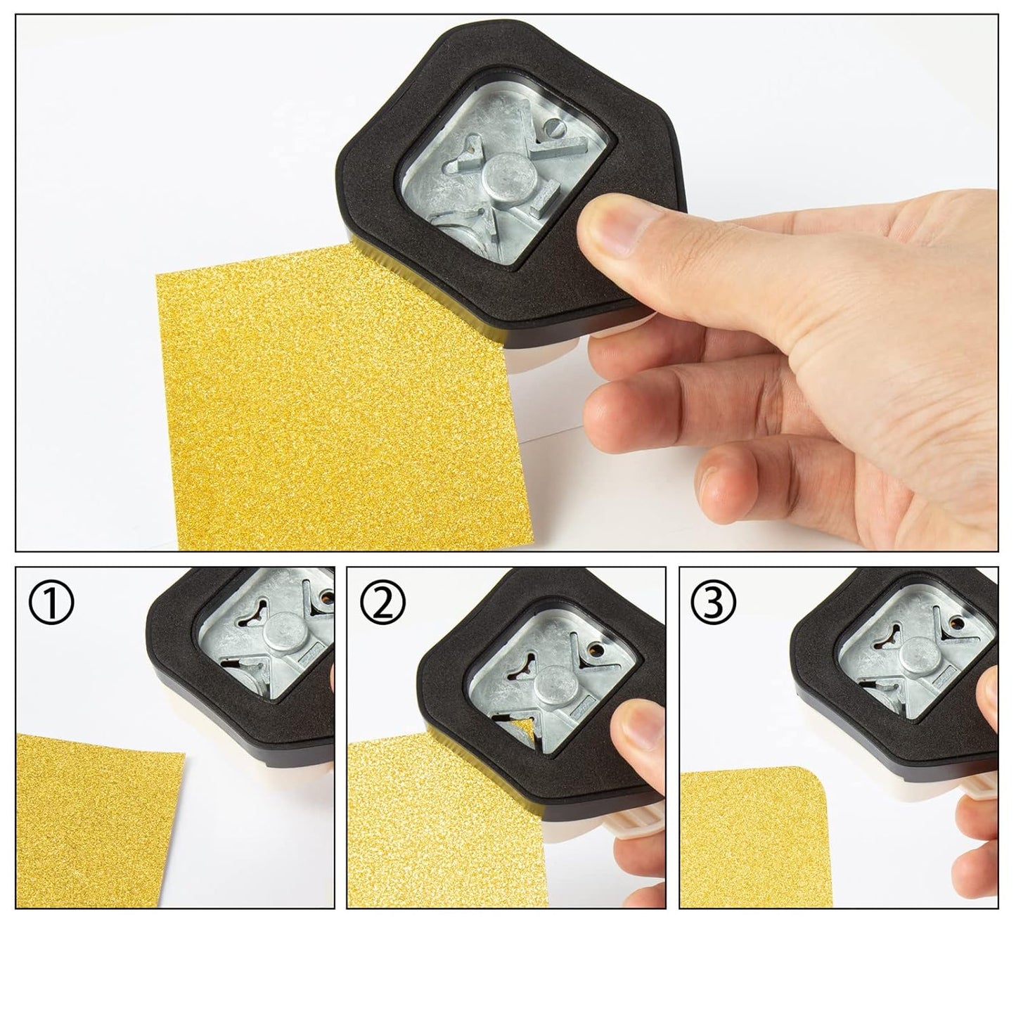 QIQQIKIN Corner Hole Punch 4mm Circle Cutter Punch +R5mm+R10mm 3-Way Corner Rounder Paper Punch,Cardstock,Laminator,Photocards,Scrapbooking,Die Cuts for Card Making,Junk Journal Supplies Clearance