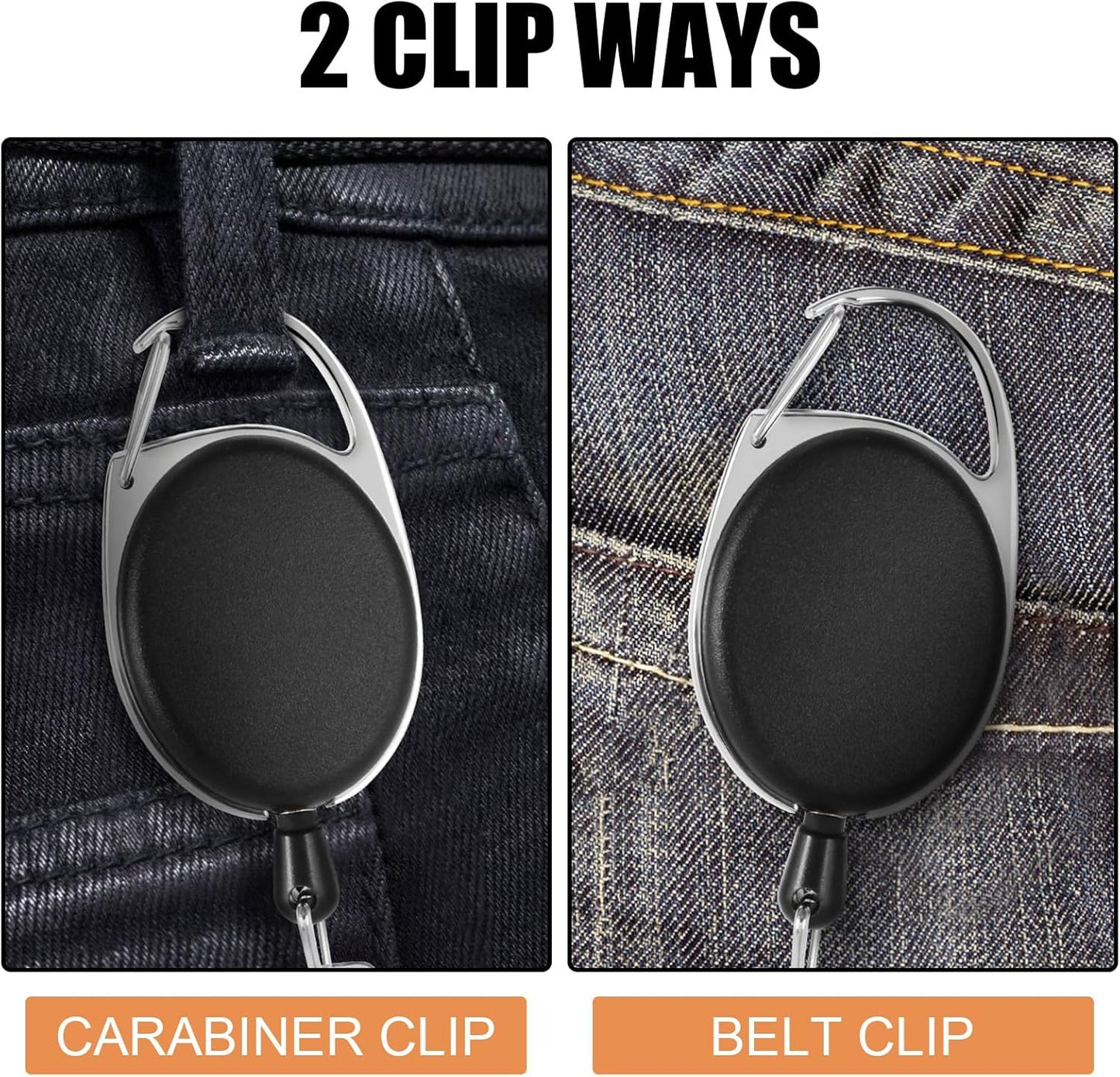 50 Pack Retractable Badge Holders with Key Ring and Belt Clip, ID Badge Reels with 23.6 Inch Cord for Nurses Office Staff Teachers Students Events Name Tags & Keys