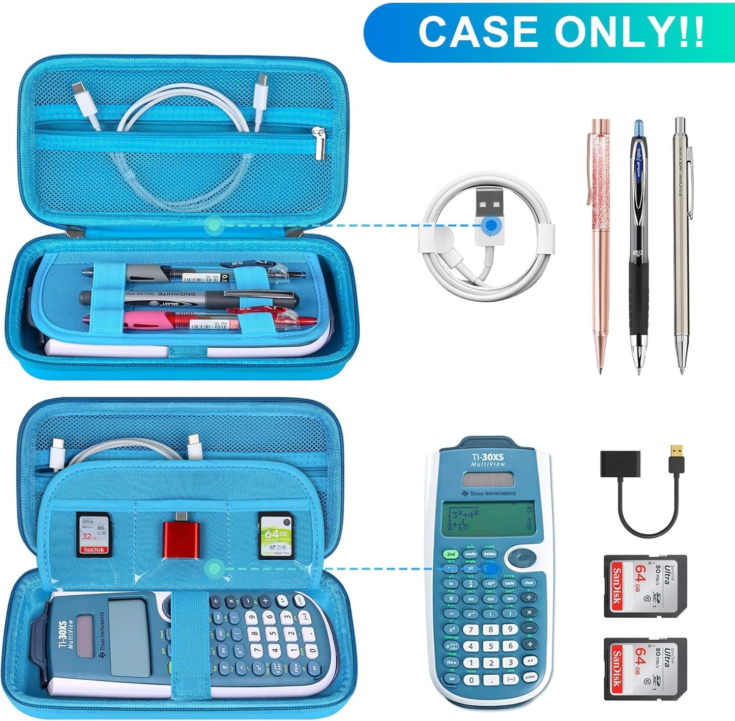 BOVKE Hard Case for TI-30XIIS TI-30XS TI-30Xa TI-36X Pro Scientific Calculator, Blue