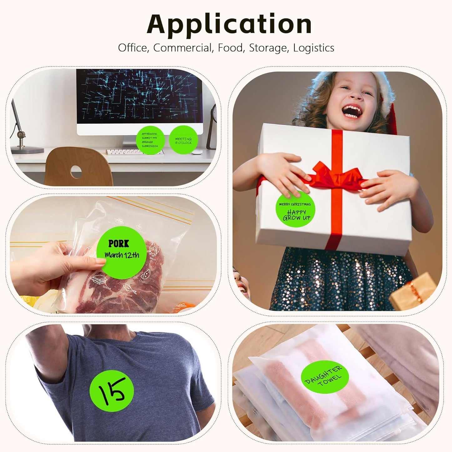 PARLAIM 3”Color Coding Labels Stickers,4Rolls/2000per Dispenser Box Round Adhesive Circle Dot Stickers for Inventory Office Home (Green)