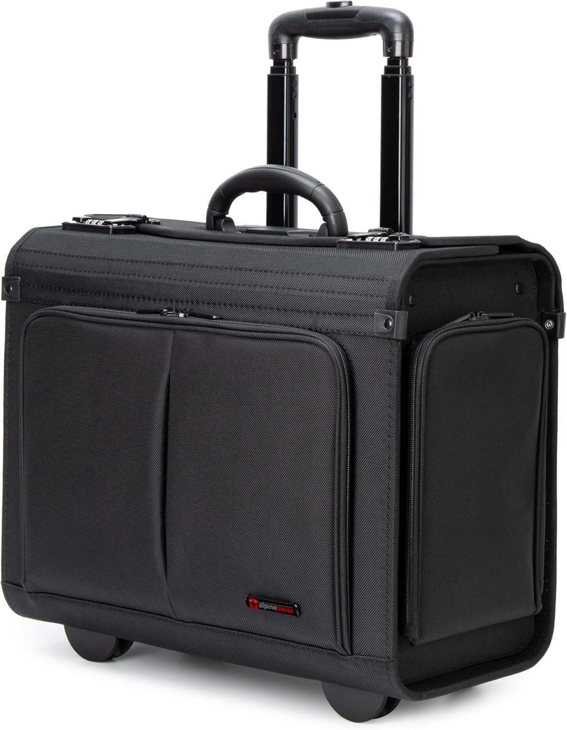 Alpine Swiss Rolling Briefcase Work Overnight Travel Bag Dual Locks Carry on Business Attache Case Black