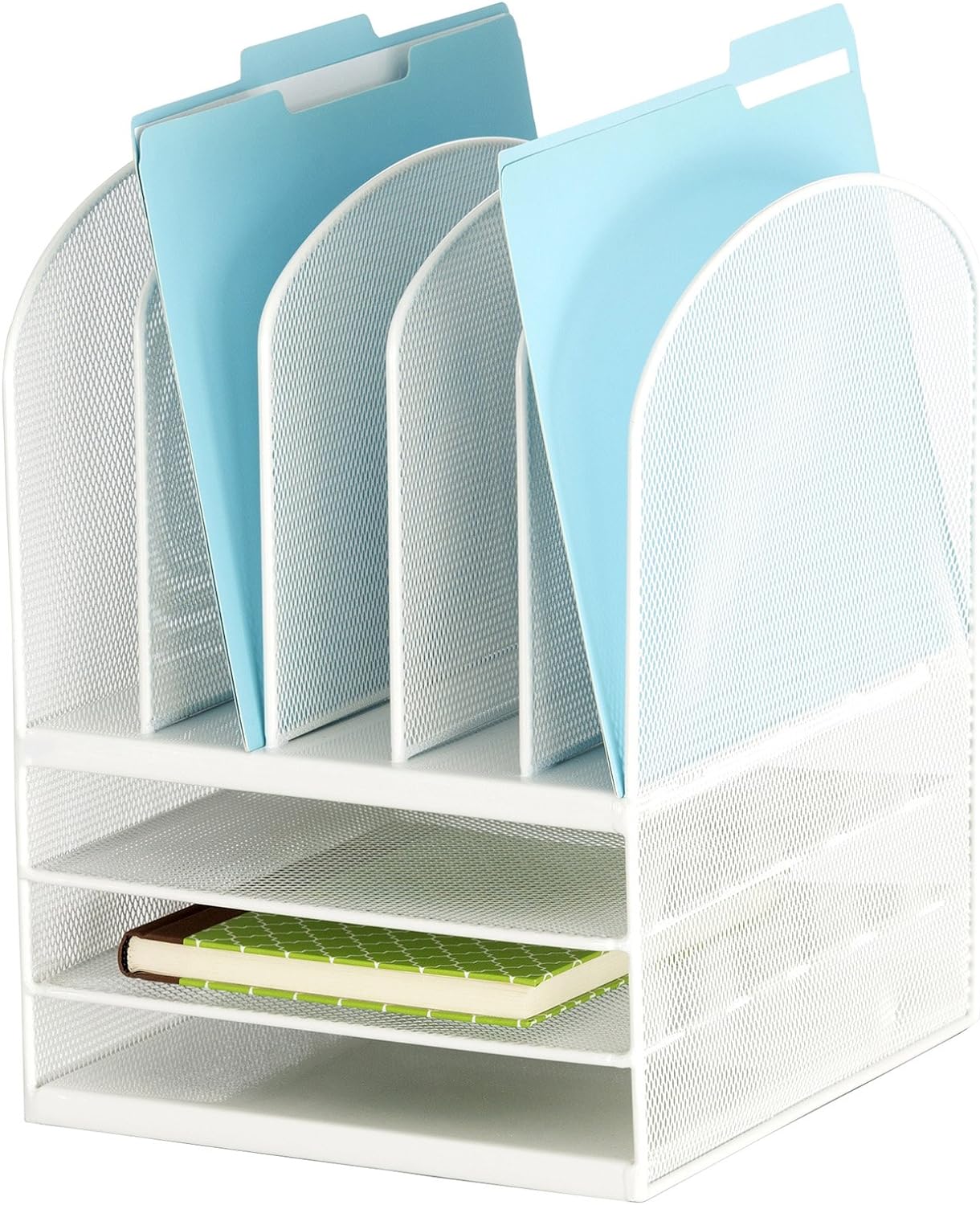 Safco Onyx Mesh 5 Sorter, 3 Tray Desktop Organizer – Steel Mesh Construction – Durable Powder Coated Finish – Ideal for Offices, Home & Classrooms