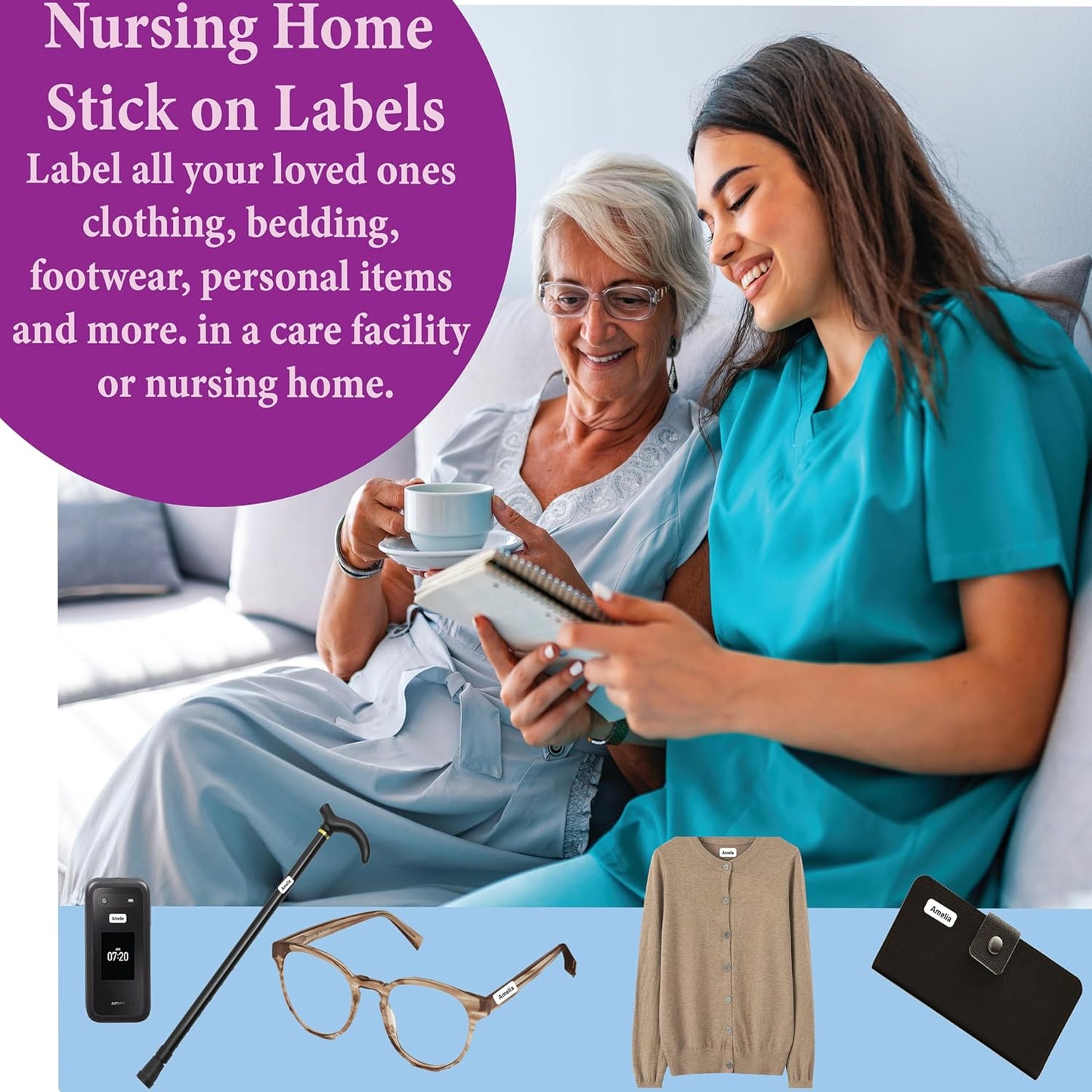 Personalized Waterproof Name Labels Press and Stick Custom Name Stick on Clothing Labels. Customized Up to 3 Lines Great for Camp & Daycare (Dinosaurs)