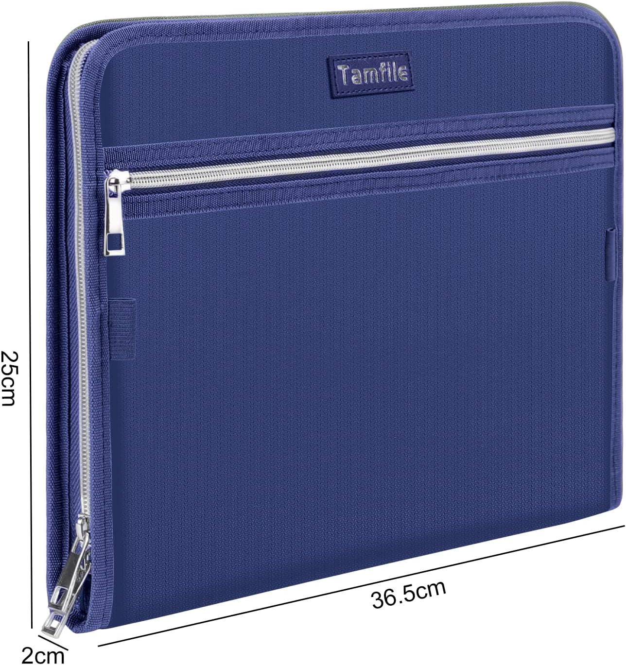 Fireproof Safe Accordion File Organizer Bag Folder,Waterproof Expanding Filing Folder with 14 Pockets, A4 Letter Size, Document Organizer Holder and Color Labels /2 Zipper, Navy Blue 14.3" x 9.8"