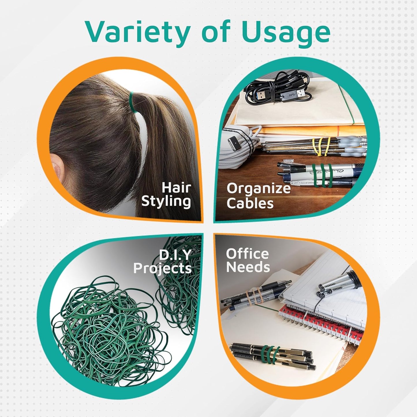 PlasticMill Forest Green Rubber Bands Size 33 (3 1/2" x 1/8") - #33 Colored Rubber Bands Office Supplies - Strong, Elastic Bands for Crafts, Balloon Garland, Cash, File Folders (500-Pack)