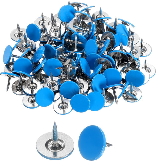 uxcell 150Pcs Upholstery Tacks, 11mmx10mm Flat Head Thumb Tack Decorative Furniture Nails Push Pins for Furniture Sofa Headboards, Blue