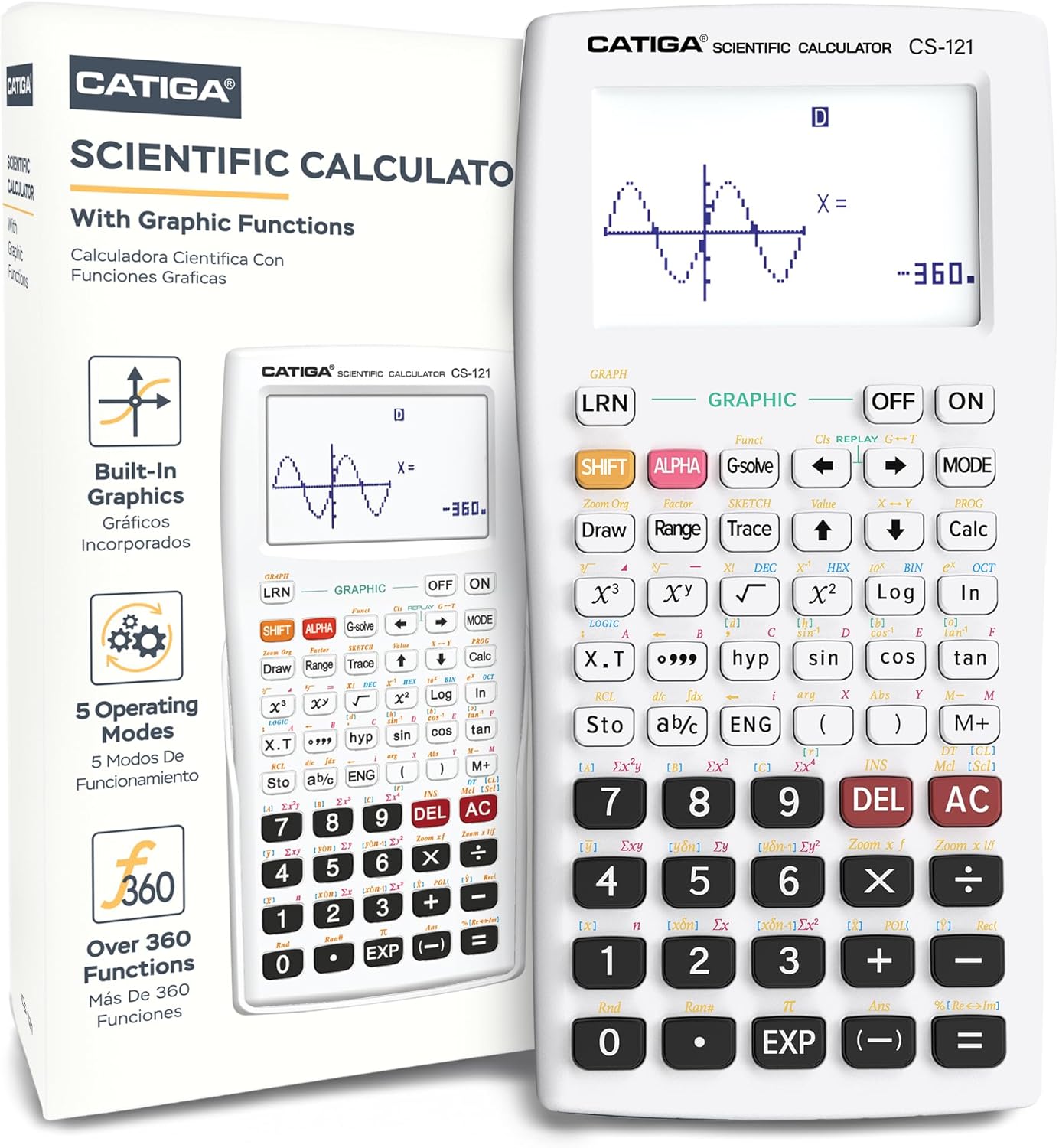 Scientific Calculator with Graphic Functions - Multiple Modes with Intuitive Interface - Perfect for Students of Beginner and Advanced Courses, High School or College