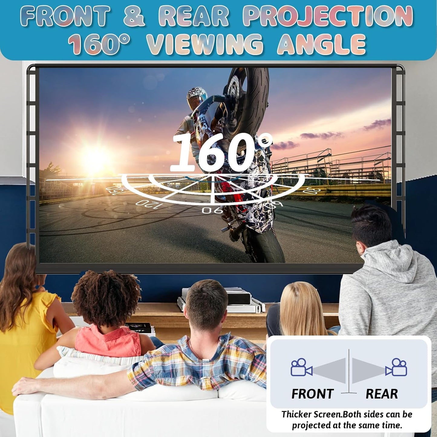 Projector Screen with Stand, 180 inch Foldable Outdoor Projector Screen 16:9 HD 4K Portable Projector Screen 1.1 Gain Outdoor Movie Screen with Carry Bag for Home Theater or Office