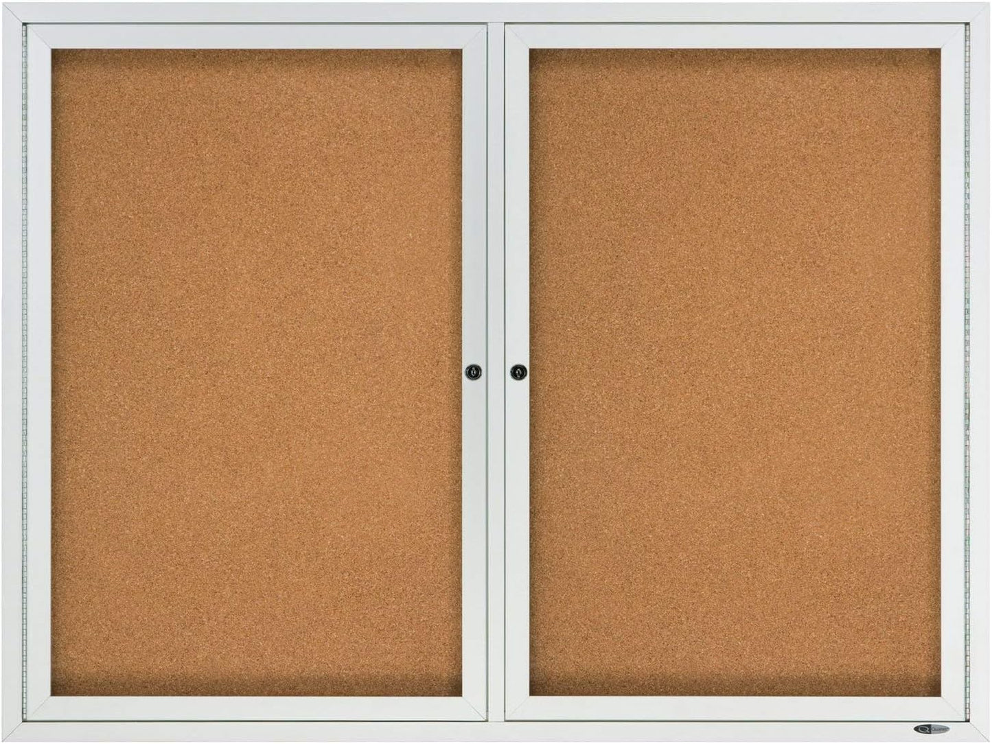 Quartet Cork Bulletin Board, 2 Glass Doors, Enclosed, 4' x 3', Outdoor Message Board, Aluminum Frame (2124)