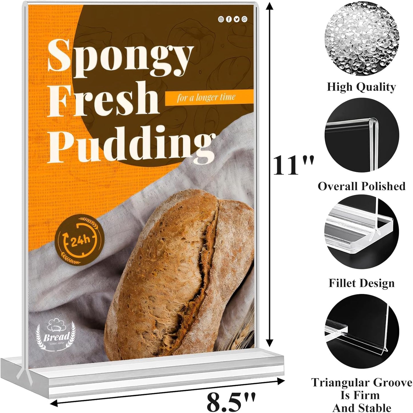 Arrobust Acrylic Sign Holder 8.5 x 11 Inches, 12 Pack Clear Display Table Top Signs Stand, Double Sided Vertical Flyer Holder ,Plastic Frames Paper Holder for Stores Home Office Menu Retail Show Fair