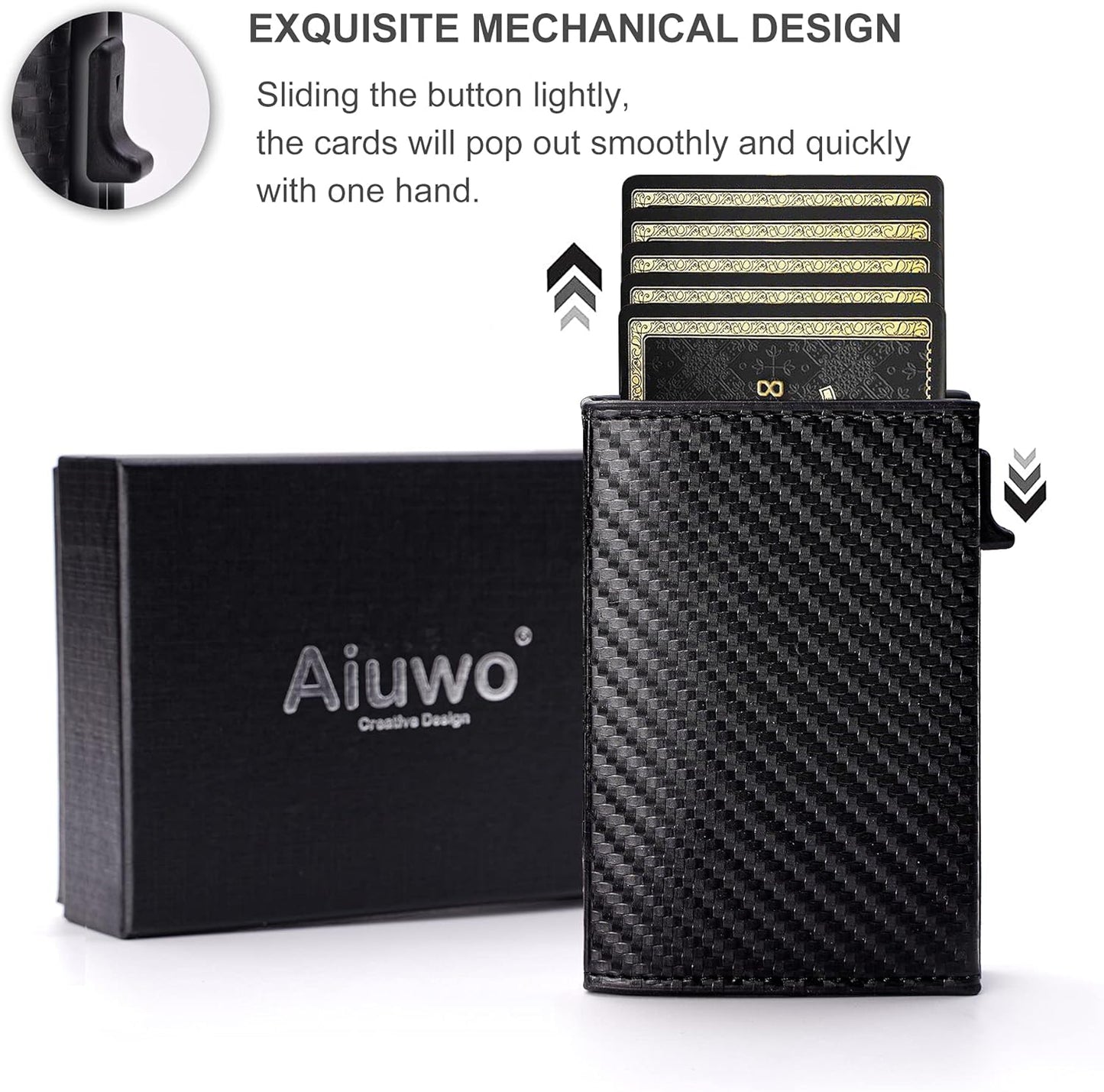 Aiuwo Wallet for Men,Mens Wallet Card Holder,Smart,Slim,Minimalist Wallet,Credit Cards Holder RFID Blocking Wallet (Card Wallet, Carbon Fiber)