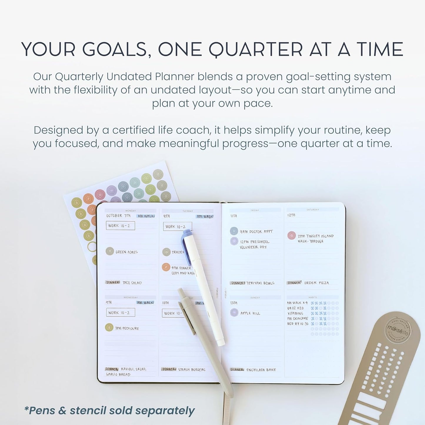 90-Day Quarterly Planner - Entrepreneur Goal Setting & Project Management, Undated 3-Month Productivity Planner for Small Business Owners, Gray