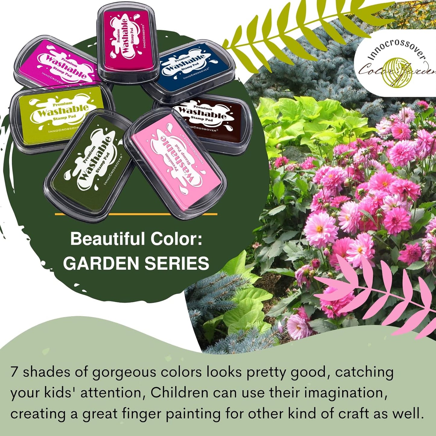 Washable Ink Pad, Stamps for Kids, Kids Crafts, Paw Print Kit, Baby Footprint Kit, Stamp Pads on Scrapbooking, Fingerprint Ink Pad, Easy to Wash Off Skin | Large | Safe Non-Toxic (Seaweed)