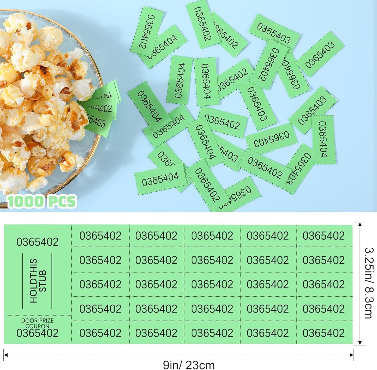 Kosiz 1000 Sheets 25 Bid Raffle Ticket Sheets Chinese Auction Tickets Numbers for Basket Events and Silent Auctions (Green)