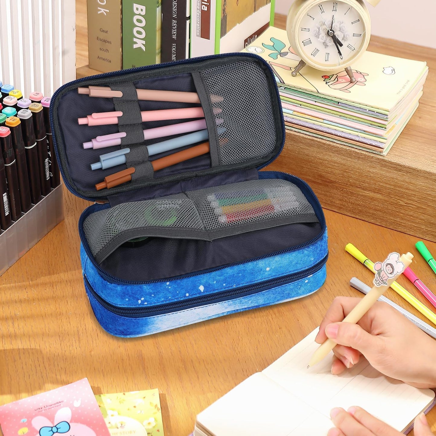 Pencil Cases for kids, Large Capacity Pencil Pouch, Office College School Marker Organizer Case pen for Men Women Adult Teens