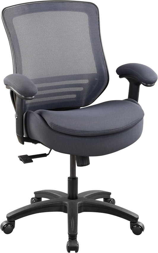 400lbs Ergonomic Office Chair with Double Seat Cushion and Soft Armrests for Executive Computer Desk with Built-in Lumbar Support(Gray)