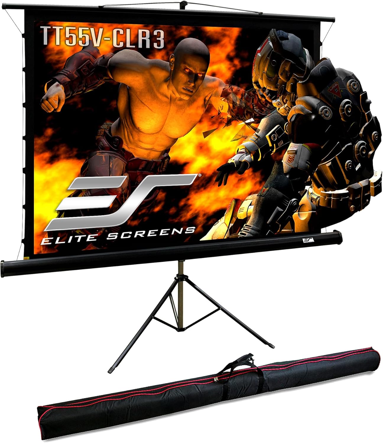 Elite Screens 55-Inch Upgraded ALR Portable Projector Screen with Tripod Stand, Height Adjustable, 4:3 Screen for Ultra Short Throw Projectors, Indoor Home Theater Movie Screen – TT55V-CLR3