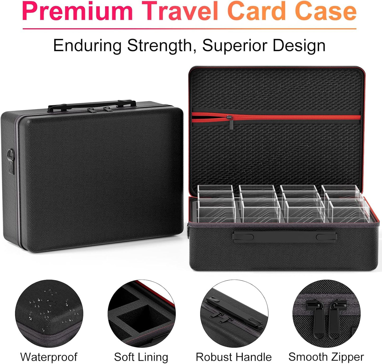 Card Deck Box with Portable Case, 12 Pack Clear Commander Deck Box with 12 Dividers, Holds 1200+ Double Sleeved Cards, Fit for MTG, YuGiOh, TCG