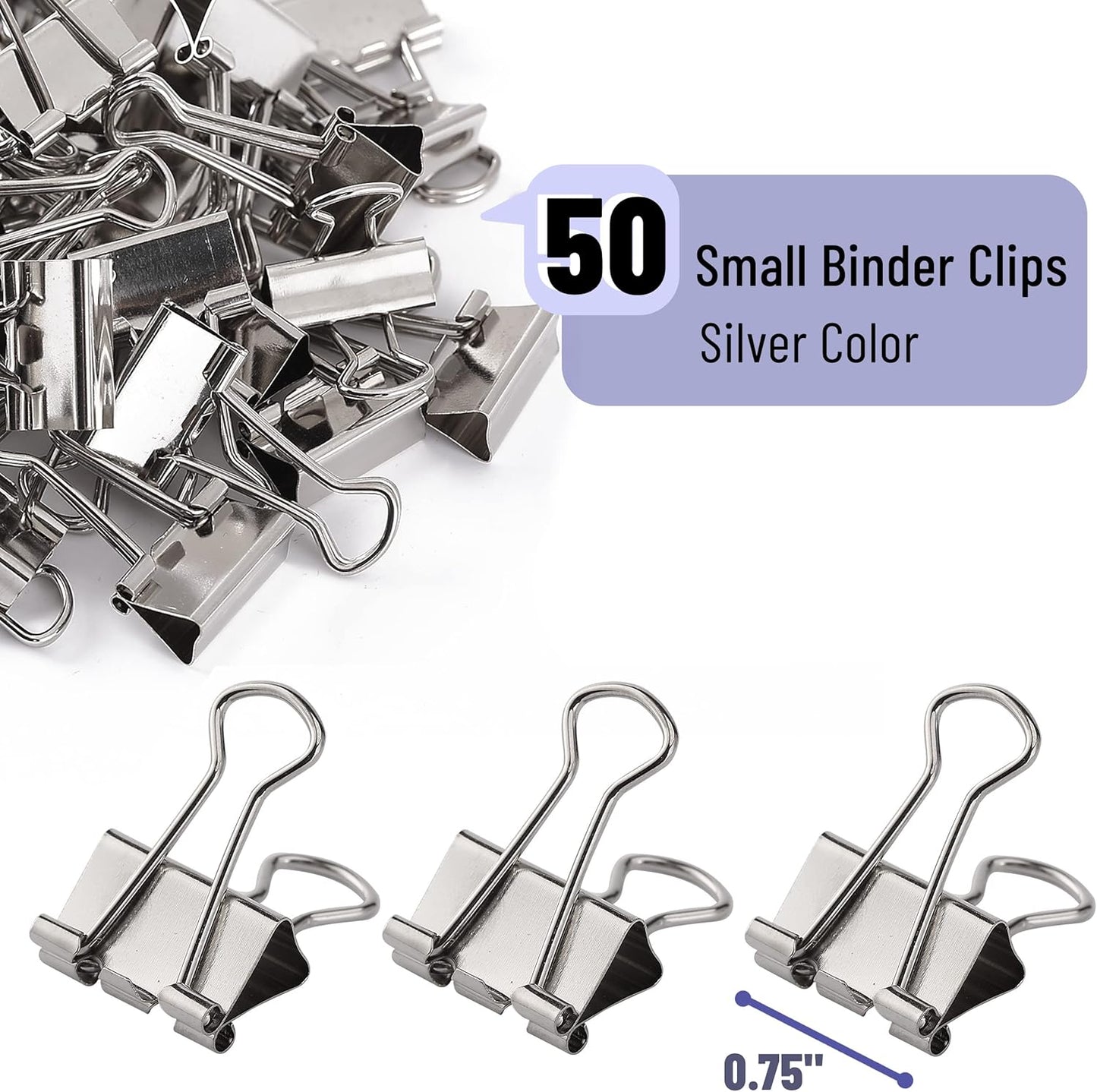 Mr. Pen Binder Clips - 50 Pack, 0.75 in Silver Mini Clips for Paper and Office Use