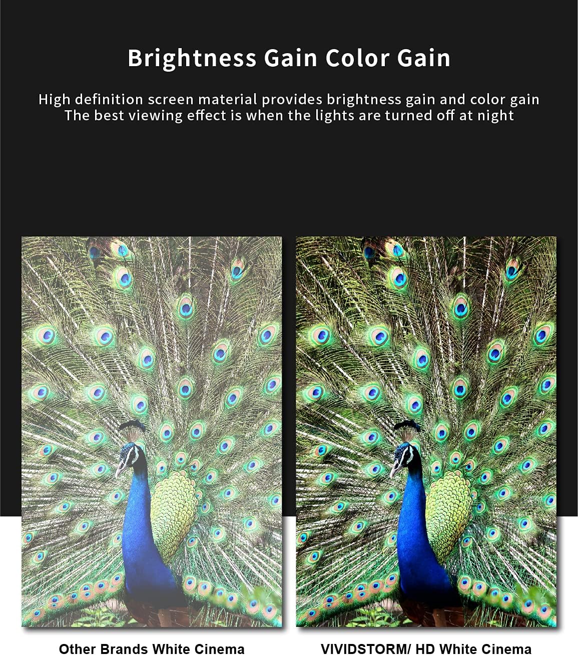 VIVIDSTORM-Screen Projector S 72 inch Motor Rollable Foldaway Portable Screen with White Cinema PVC, 4k 3D HD Gaming/Office Room,Compatible with Standard Projector,VWSDSTW72H