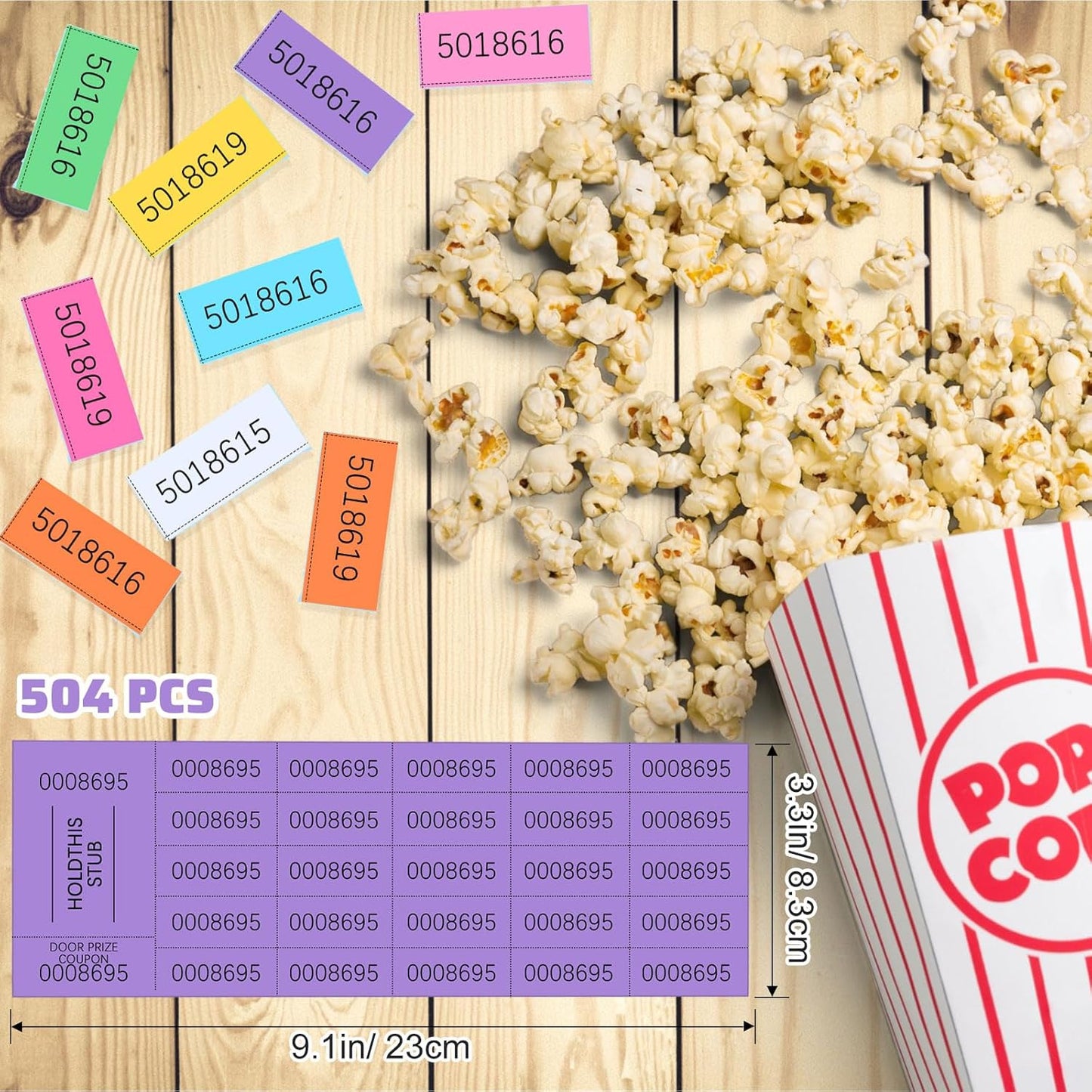 Kosiz 504 Sheets 25 Bid Raffle Ticket with Different Numbers Per Sheet Chinese Auction Tickets for Events Church Basket Auction Silent (Mixed Color)