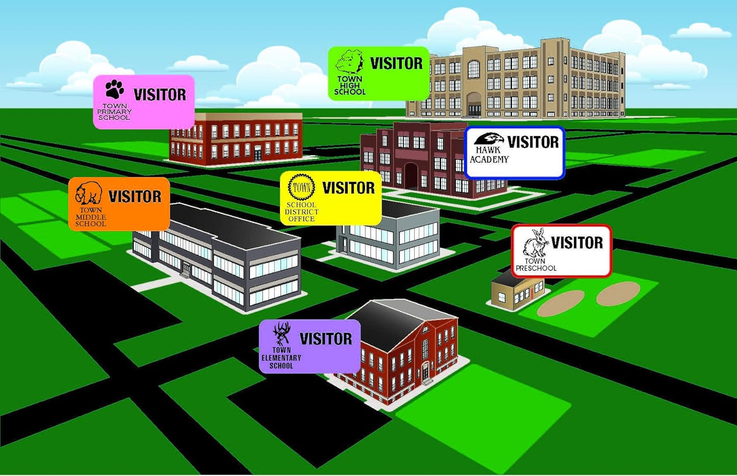 The Spoiled Office Custom Printed Visitor Sign in Book for School with 3" X 2" Peel Off Destination Carbonless Sheet w/500 Badges - Spiral Bound Log Book, Made in USA - Non-Expiring, Yellow with Logo