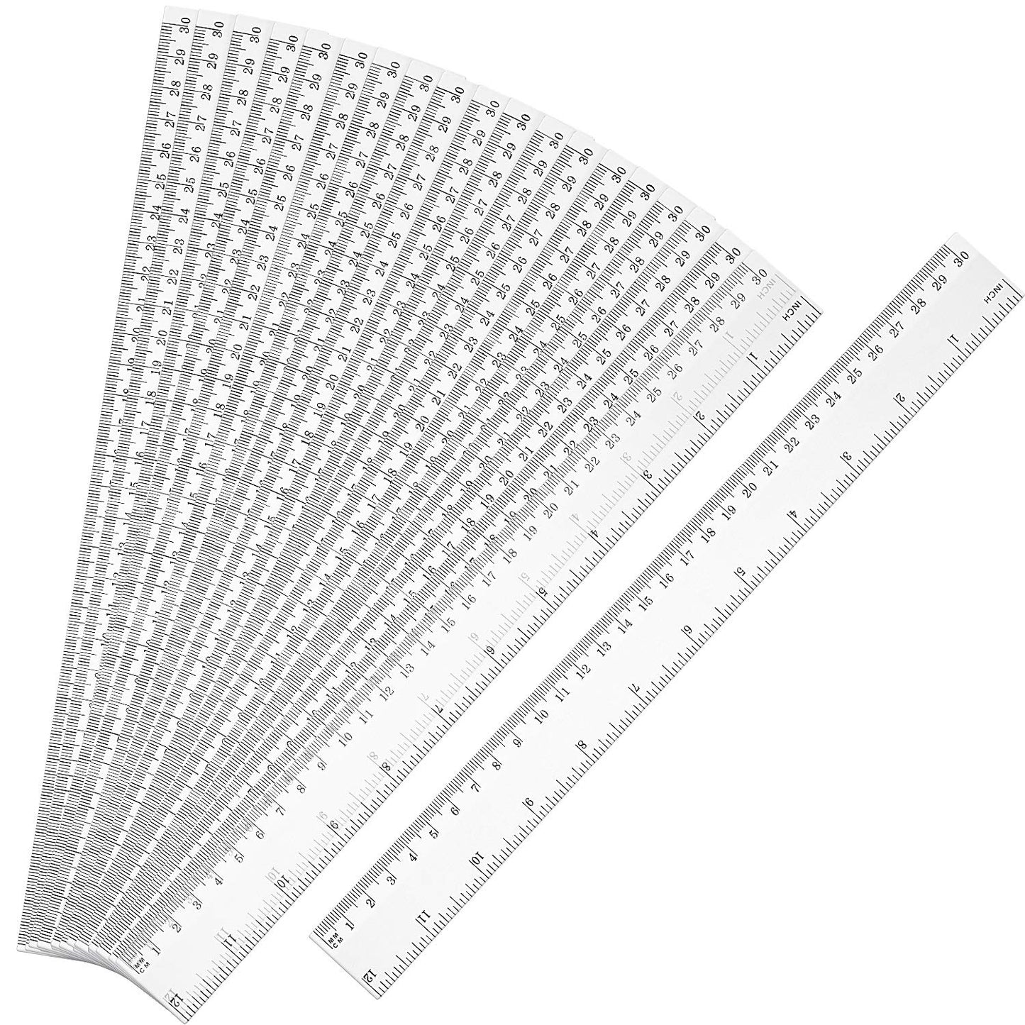 EBOOT 20 Pack Clear Plastic 12 Inch Straight Flexible Ruler with Inches and Metric for School, Classroom, Home, or Office
