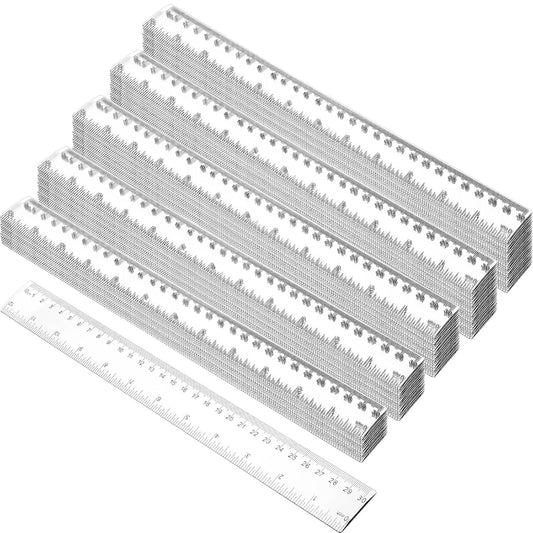 Zonon 200 Pieces 12 Inch Ruler Bulk Clear Plastic Flexible Straight Metric Rulers with Centimeters and Inches Drafting Measuring Tool for Classroom School Students Education