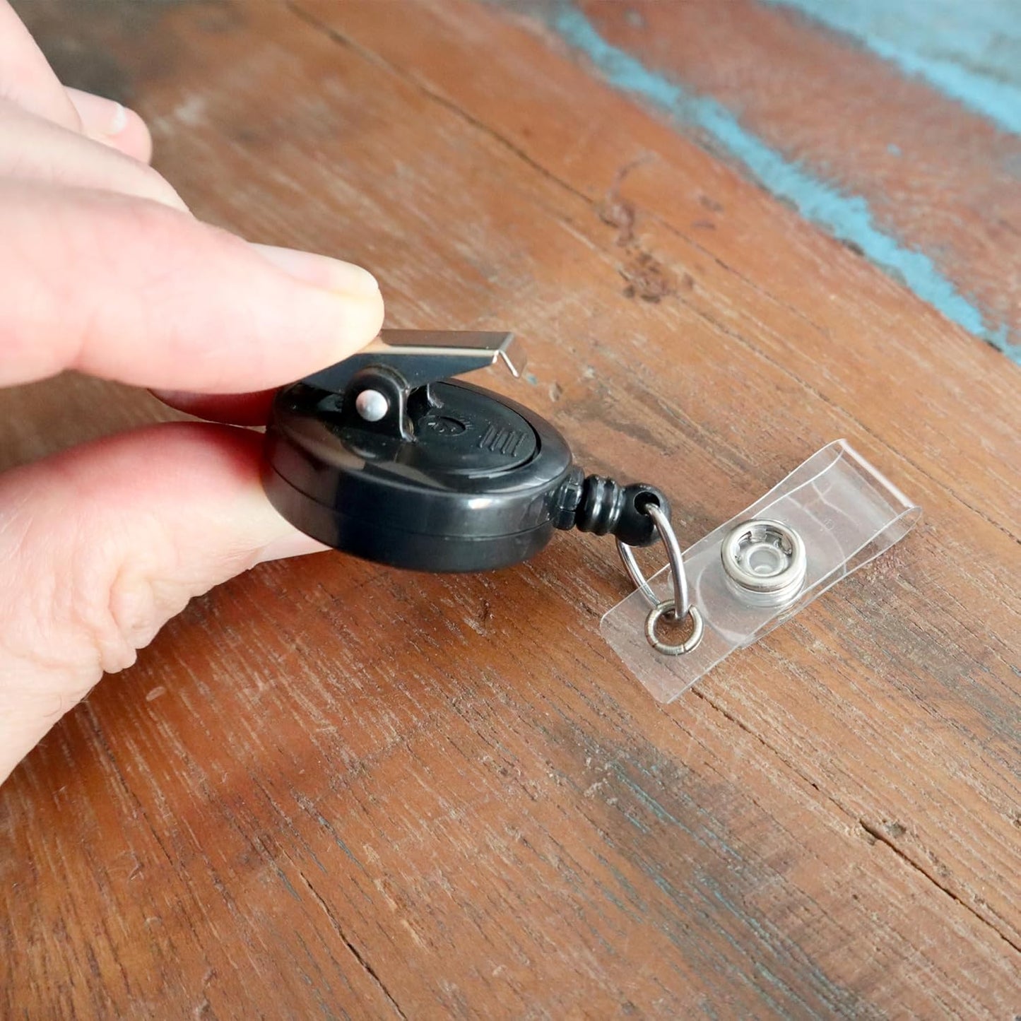 Bulk 100 Pack - Bulk Premium Black Retractable Name Badge Reels with Alligator Swivel Clip & Vinyl Card Holder Strap by Specialist ID