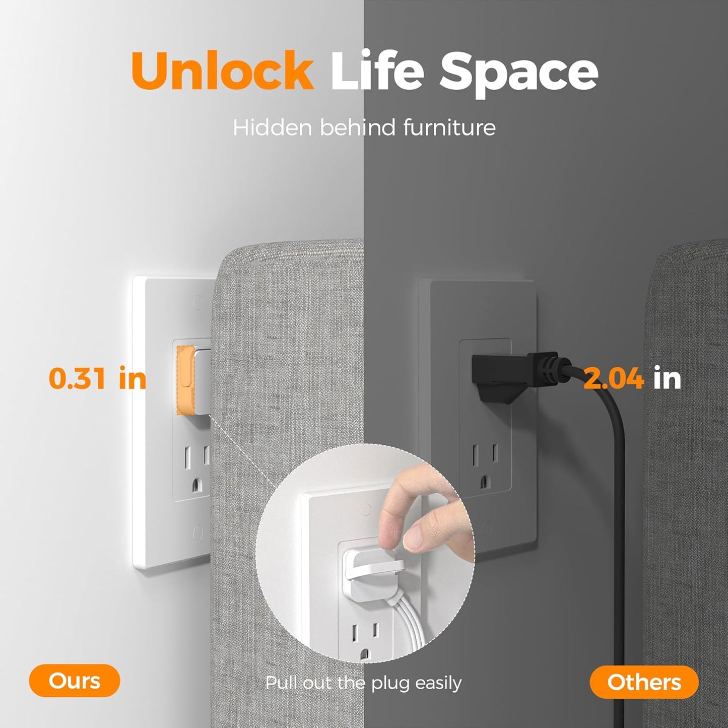 Surge Protector Power Strip, TESSAN Ring Pull Flat Plug Extension Cord 10 Ft with 3 USB (1 USB C) 4 Outlets, 900 Joules Protection, Desktop Charging Station for Home, Office, College, Dorm Room, Gray