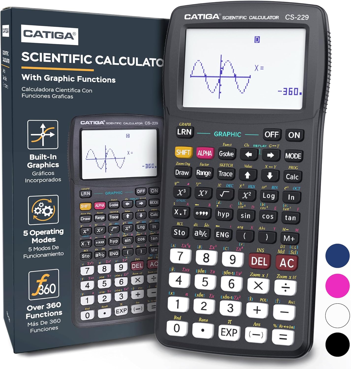 CATIGA Scientific Calculator with Graphic Functions, Multiple Modes with Intuitive User Interface for Beginners and Advanced Courses, High School or College, CS-229
