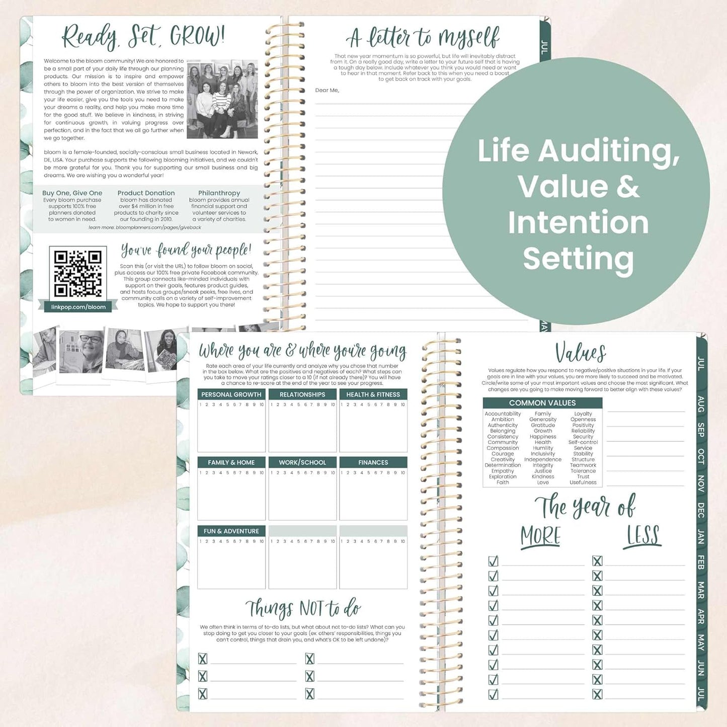 bloom daily planners 2025-2026 Academic Year Daily Planner (July 2025 - July 2026) - A5 Weekly & Monthly Calendar Agenda Organizer Book with Stickers - 5.5" x 8.25" - Boho Greenery