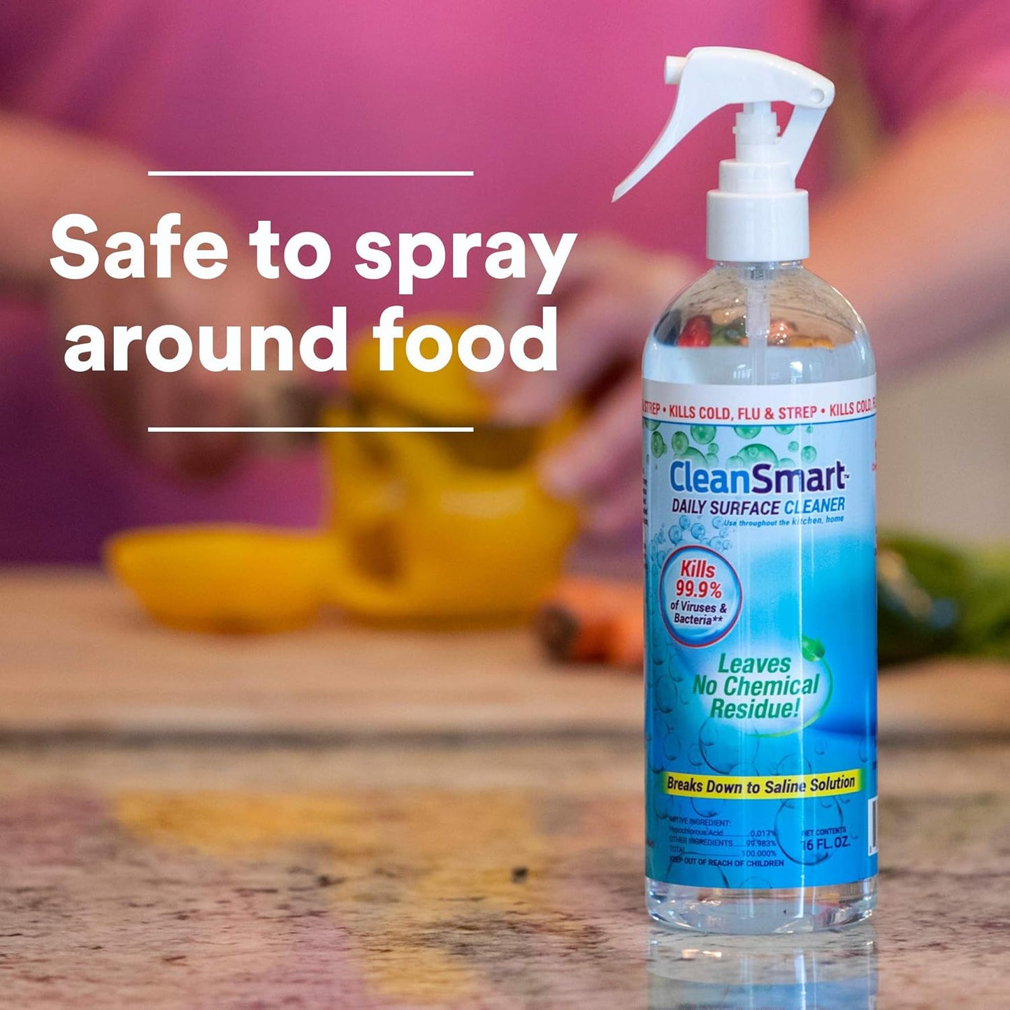 CleanSmart Daily Surface Spray Disinfectant, Kills 99.9% of Viruses, Bacteria, Mold & Fungus, 16 oz Bottle (Pack of 3)