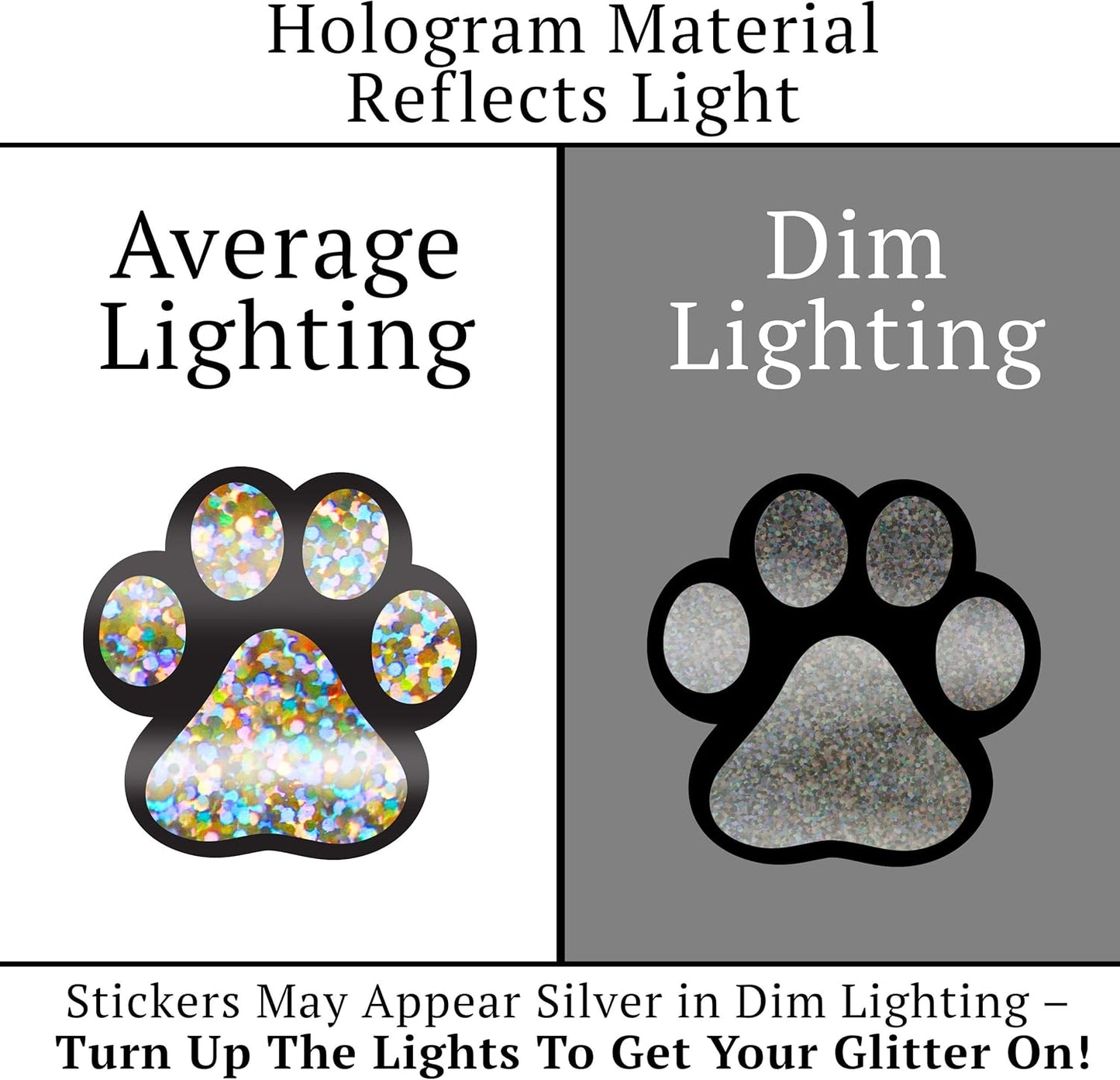 Paw Prints Animal Stickers- 500 1.5" Labels, Dog Paw Prints for Kids, Parties, Vets, Kennels, and Mailing. Made in The USA by Kenco (Glitter Holo Paws)