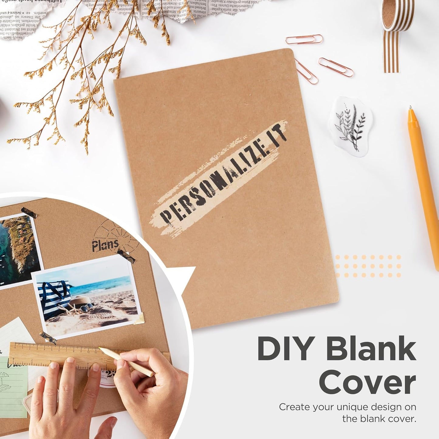 Sketch Book, 3 Pack Blank Drawing Notebook, 5.5" x 8.25" Kraft Cover Sketchbook, 224 Pages/112 Sheets 100gsm Plain Paper